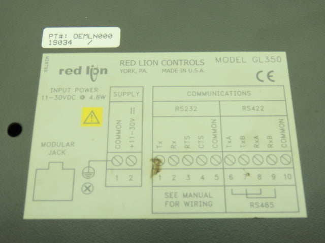 Red Lion GL350 Graco Precision Mix II Graphical Operator Control Terminal