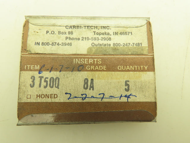 Carbi-Tech 3T50Q Carbide Threading Insert Grade 8A   Lot of 15pcs ATD803252-274