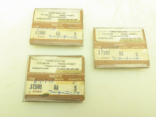 Carbi-Tech 3T50Q Carbide Threading Insert Grade 8A   Lot of 15pcs ATD803252-274
