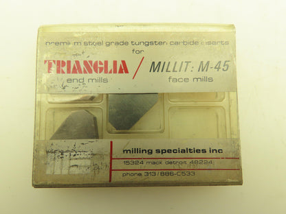 Trianglia MSS-CU  M-45 Face Mill Carbide Insert   Lot of 38pcs