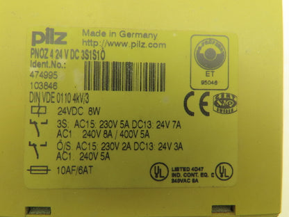 Pilz PNOZ 4 24 V DC 3S1S10 474995 Safety Control Relay E Stop 24V