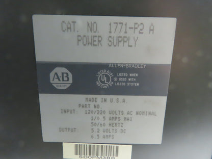 Allen Bradley 1771-A4B  16-Slot PLC Chassis Rack Backplane Power Supply 1771-P2