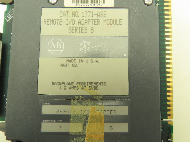 Allen Bradley 1771-ASB Remote I/O Adapter Series B