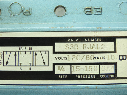 Skinner S3RRJAL2 Directional Control Valve 5-Way 3 Pos 120V 150 PSI 1/4" NPT