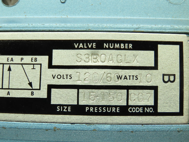 Honeywell Skinner S3R0AGLX Directional Control Valve 5-Way 2 Pos 120V 150 PSI