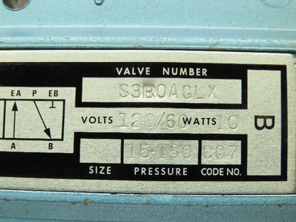 Honeywell Skinner S3R0AGLX Directional Control Valve 5-Way 2 Pos 120V 150 PSI