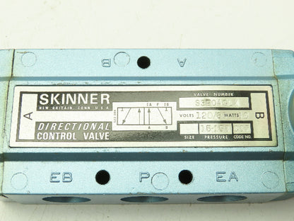 Honeywell Skinner S3R0AGLX Directional Control Valve 5-Way 2 Pos 120V 150 PSI