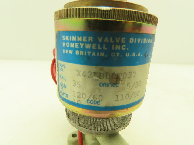 Honeywell Skinner X42LB00T037 Solenoid Valve 2-Way NC 120V 35 PSI 3/8" Barb