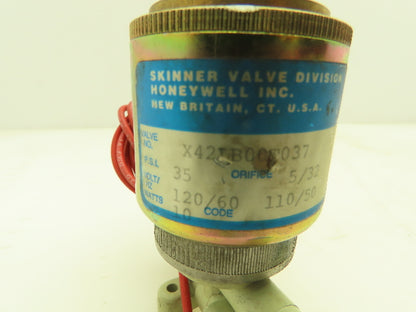 Honeywell Skinner X42LB00T037 Solenoid Valve 2-Way NC 120V 35 PSI 3/8" Barb
