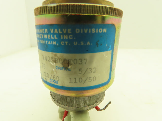 Honeywell Skinner X42LB00T037 Solenoid Valve 2-Way NC 120V 35 PSI 3/8" Barb