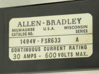 Allen Bradley 1494V-DS30 Fused Disconnect Switch 30A 600V Complete w/ Fuse Block