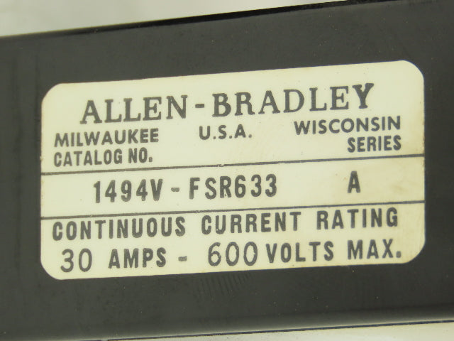Allen Bradley 1494V-DS30 Fused Disconnect Switch 30A 600V Complete w/ Fuse Block