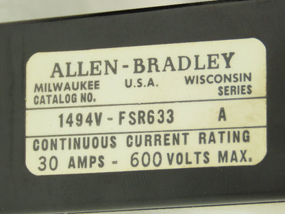 Allen Bradley 1494V-DS30 Fused Disconnect Switch 30A 600V Complete w/ Fuse Block