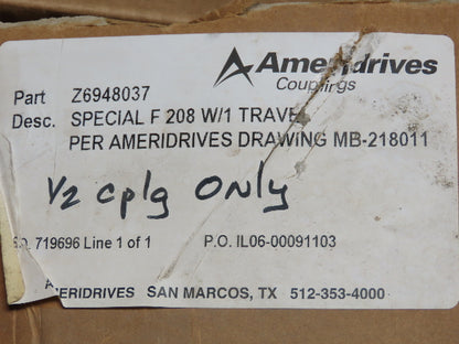 Amerigear Flexible Coupling Sleave Hub Series F Size 208 Bore 6.5" Ameridrive