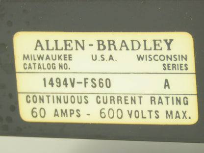 Allen Bradley 1494V-DS60 Fused Disconnect Switch 60A 600V Complete w/ Fuse Block