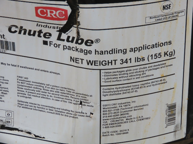 CRC 03223 Conveyor Chute Lube 55 Gal Drum Silicone Lubricant for Boxes, Packages