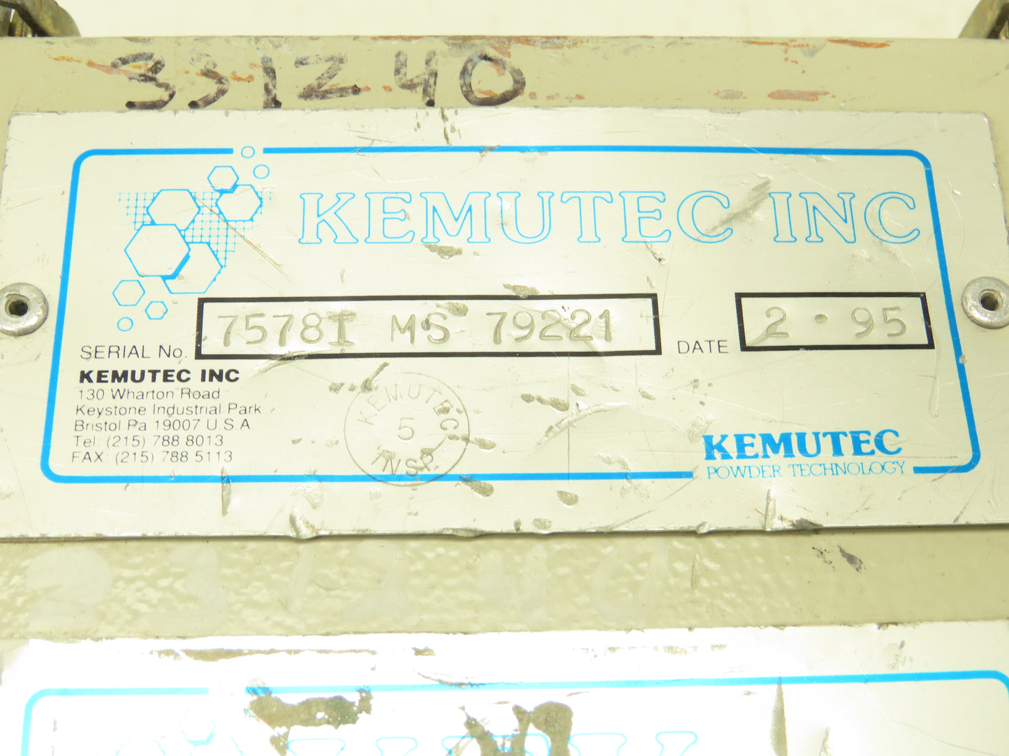 Kemutec KEK Centrifugal Rotary Mini Screen Sifter Powder Processing .5HP 460V
