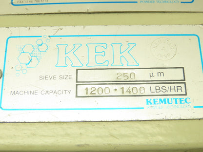 Kemutec KEK Centrifugal Rotary Mini Screen Sifter Powder Processing .5HP 460V