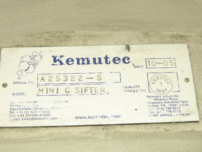 KEK Kemutec Mini C Centrifugal Rotary Screen Sifter Powder Processing .5HP 460V