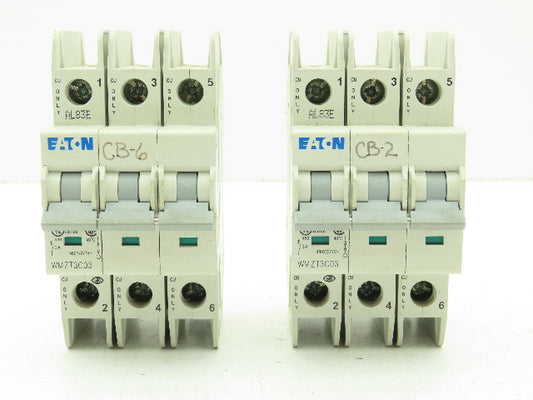 Eaton WMZT3C03 Circuit Breaker 3 Amp 480 Volt 3Ph 3 Pole Lot of 2