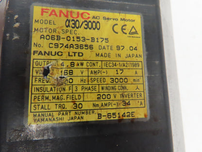 Fanuc A06B-0153-B175 Servo Motor 4.8kW 17A 3000 RPM 168V 3PH