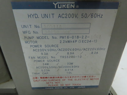 Yuken PM16-01B-2.2-1001 PAL Pump Hydraulic Power Unit 45 GPM 2.2kW 220V 3PH
