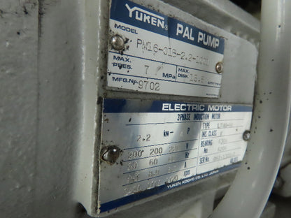 Yuken PM16-01B-2.2-1001 PAL Pump Hydraulic Power Unit 45 GPM 2.2kW 220V 3PH