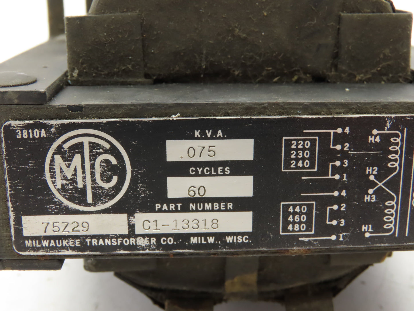 Milwaukee C1-13318 Control Transformer 0.075kva 240/480V Pri 120V Sec Lot of 2
