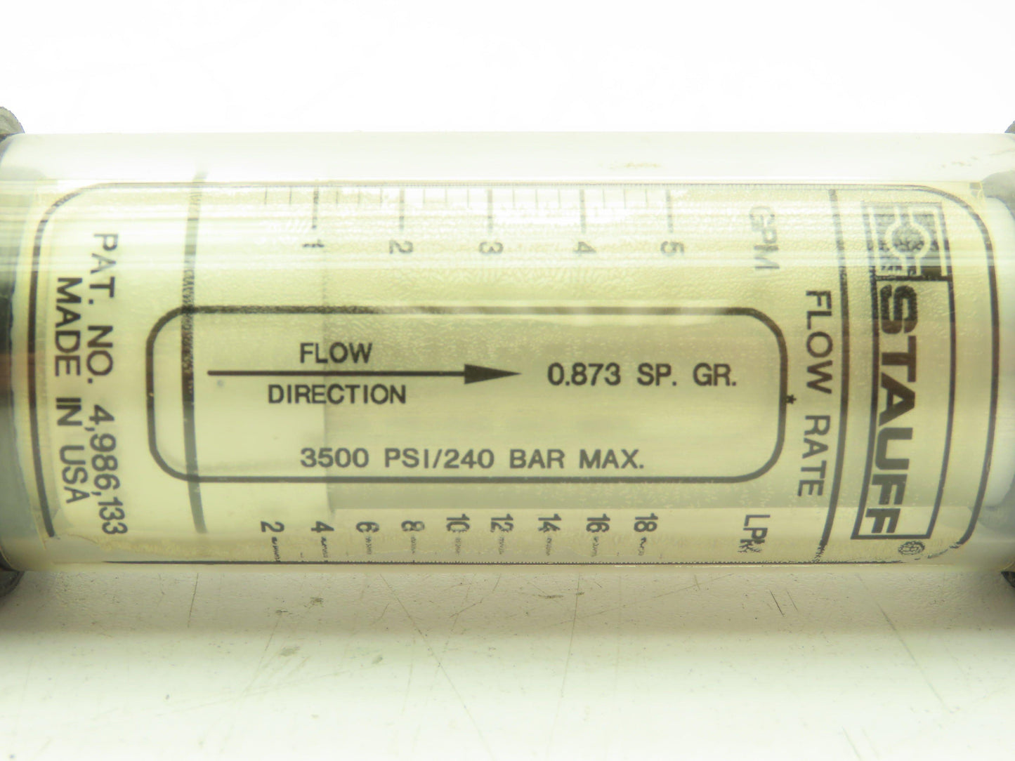 Stauff SFF-L00005-N08 Inline Flow Meter Sight Glass 5 GPM 1/2" NPT 3500 PSI