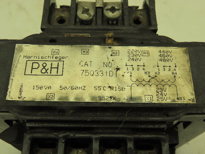 P & H Harnischfeger 75Q331D1 Control Transformer 150VA 240/480V Pri 24V Sec