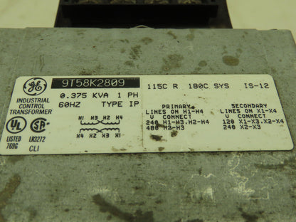 General Electric 9T58K2809 GE Control Transformer Pri 240/480 Sec 120V 0.375KVA