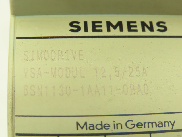 Siemens 6SN1130-1AA11-0BA0 Simodrive VSA Modul 12.5/25A Servo Controller