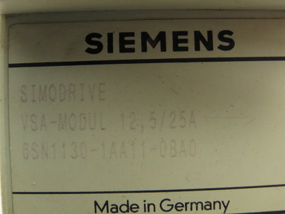 Siemens 6SN1130-1AA11-0BA0 Simodrive VSA Modul 12.5/25A Servo Controller