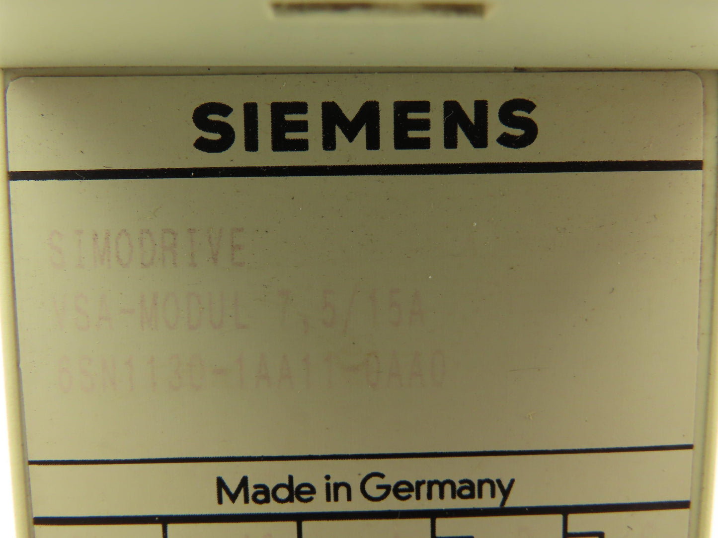 Siemens 6SN1130-1AA11-0AA0 Simodrive VSA Modul 7.5/15A