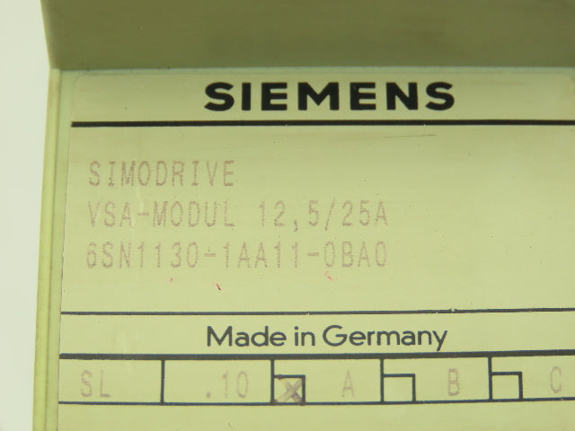 Siemens 6SN1130-1AA11-0BA0 Simodrive VSA Modul 12.5/25A Servo Controller