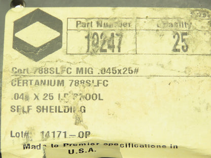 Certanium 19247 788SLFC Self Shielding Welding Wire 0.045 x 25 lbs Cert MIG