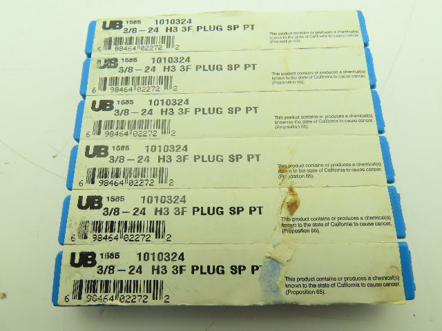 UB Union Butterfield 1010324 3/8-24 Spiral Pt 3-Flute Plug Tap Drill  Lot of 6