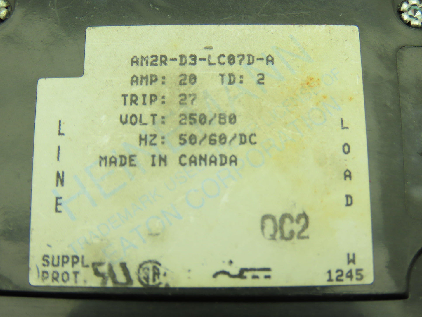 Eaton AM2R-D3-LC-07-D-A Circuit Breaker 1-2 Pole 20A 80/250V