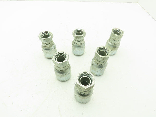 Parker P43-16 Hydraulic Crimp Fitting 1" Hose ID x 1"-16 NPSM Swivel  Lot of 6