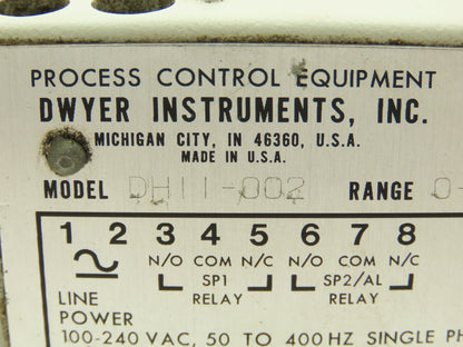 Dwyer DH11-002 Differential Pressure Controller Selectable 0.2500" WC