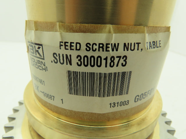 Bourn & Koch SUN 30001873 Brass Table Feed Screw Nut 45 Tooth Gear Hub