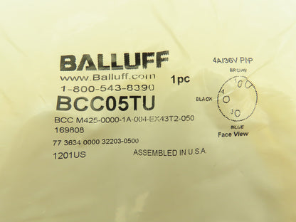 Balluff BCC05TU Cordset BCC M425-0000-1A-004-EX43T2-050 5m Long 90 End Lot of 4