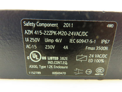 Schmersal AZM 415-22ZPK-M20-24VAC/DC Safety Interlock Switch 230VAC 24V AC/DC