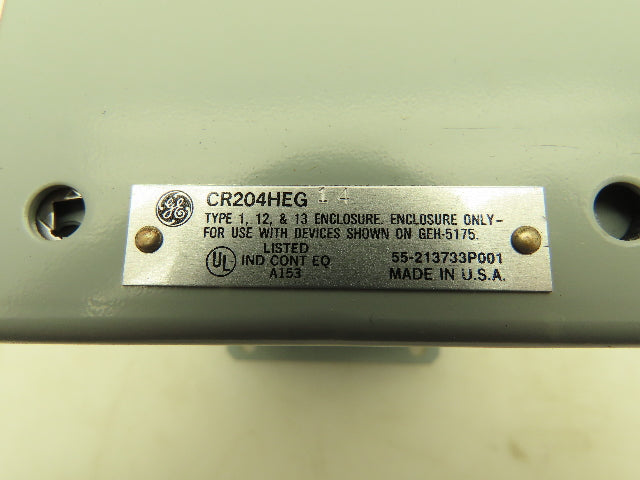 GE CR204HEG14 Steel Enclosure 4-Hole Control Station 22.5mm Pushbutton Gray