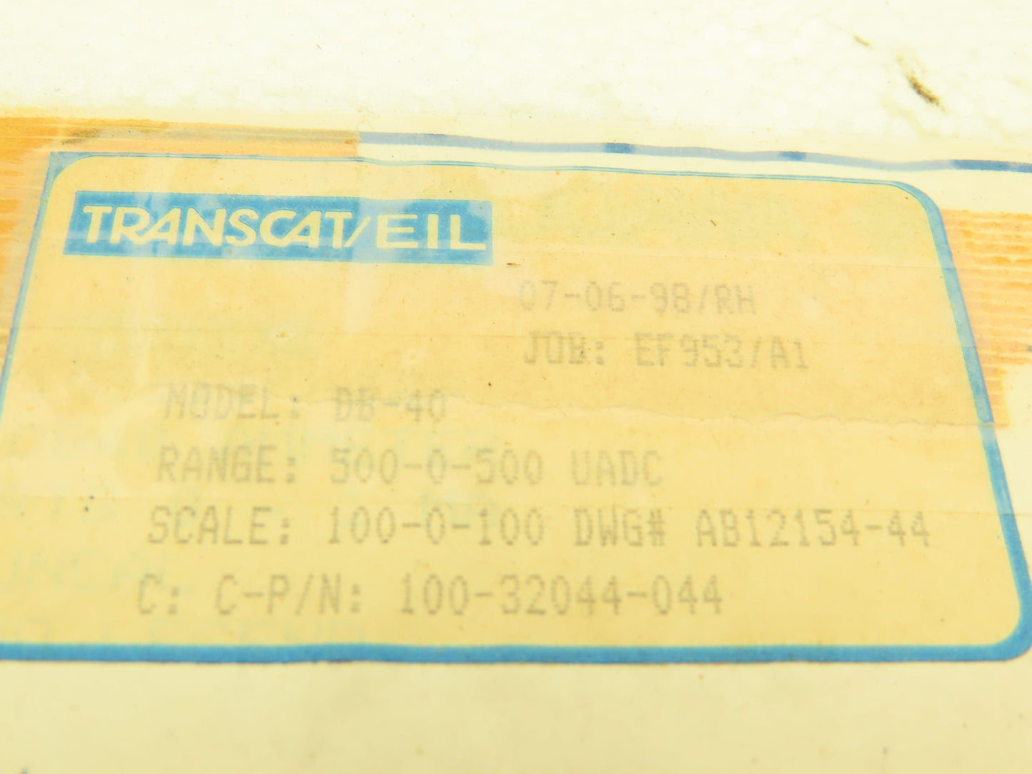 Yokogawa Transcat EIL DB-40 Panel Meter DC Ammeter Gauge 100-0-100 Deviation 4"