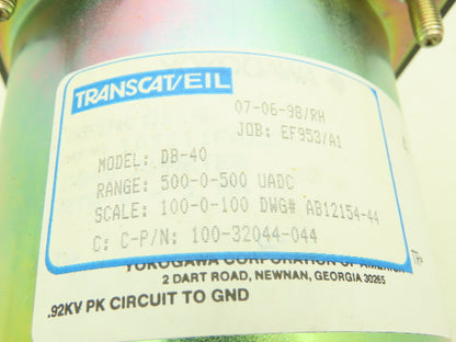 Yokogawa Transcat EIL DB-40 Panel Meter DC Ammeter Gauge 100-0-100 Deviation 4"