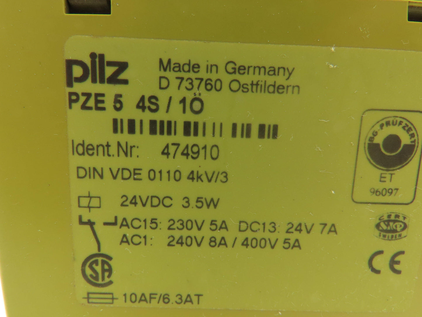 Pilz PZE54S/10 Safety Control Relay Module PZE5 24VDC