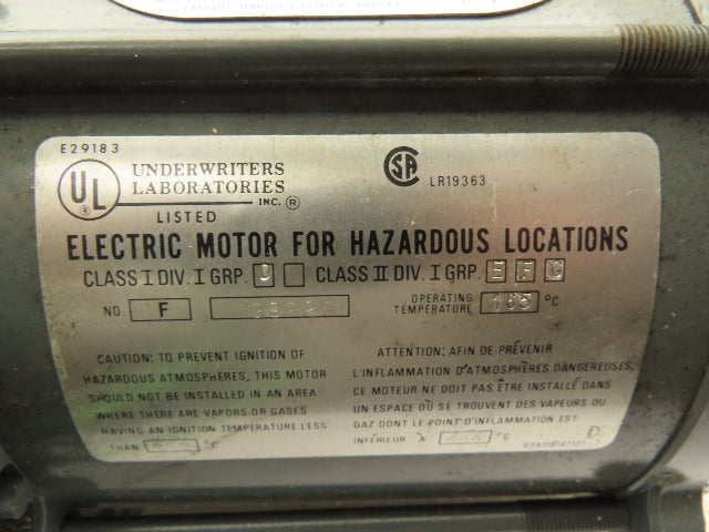 Doerr LR-19363 Type PFU3 Electric Motor 1/3Hp 1725 RPM 230/460V 3PH D56C Haz Loc