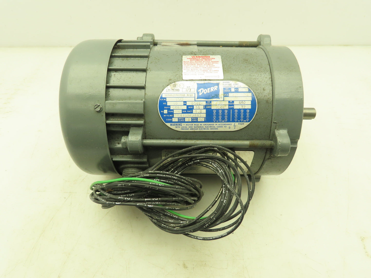 Doerr LR-19363 Type PFU3 Electric Motor 1/3Hp 1725 RPM 230/460V 3PH D56C Haz Loc
