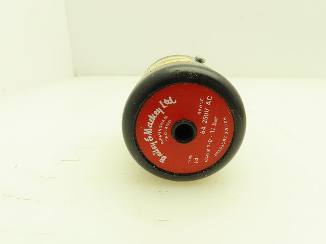 Bailey & Mackey Type 14 Mini Pressure Switch 5A 250VAC 1-11 Bar 160 PSI Lot of 2